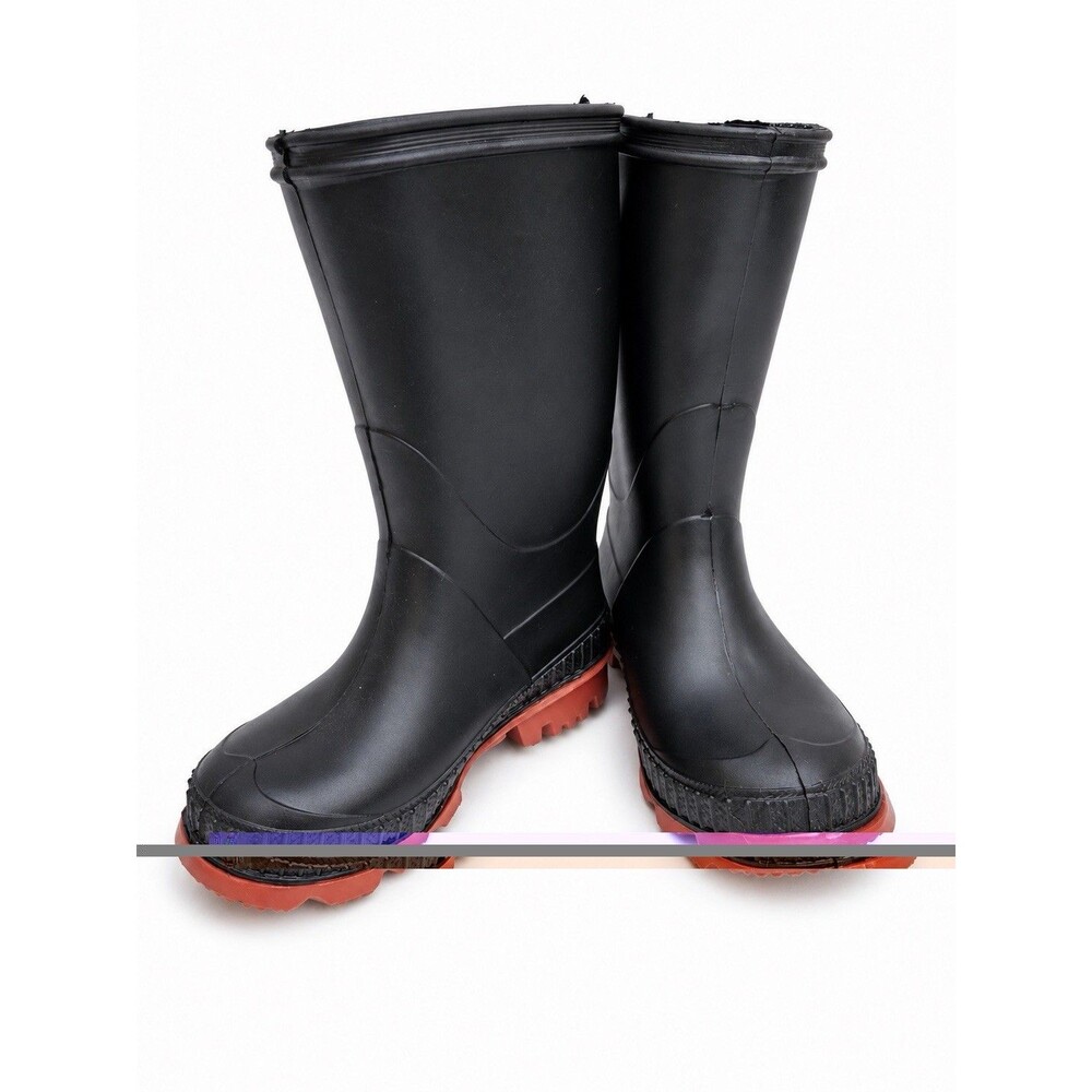 Toddler Rain Boots Size 7 Black Red Lug Sole Made in Canada New Without Box